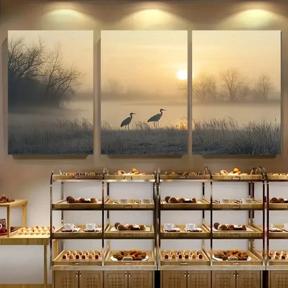 3pcs Summer Dawn Prairie Landscape Metal Print Ready to Hang Art