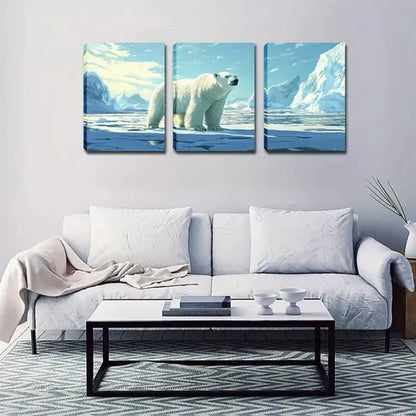 3pcs A Giant Polar Bear Wall Art Canvas Unframed - High Quality Print 100% Australian Made Wall Canvas