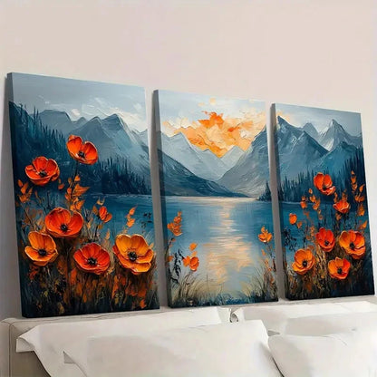 3pcs  Flower Painting Floral Original  YI  Wall Art Set Canvas Framed 40x60cm - High Quality Print 100% Australian Made Wall Canvas Ready to Hang