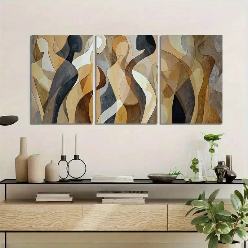 3pcs Cubist Abstract Women's Figures Metal Print Ready to Hang Art