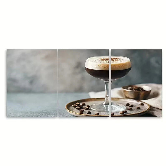 3pcs Espresso Martini Print Wall Art Set Canvas Framed 40x60cm - High Quality Print 100% Australian Made Wall Canvas Ready to Hang