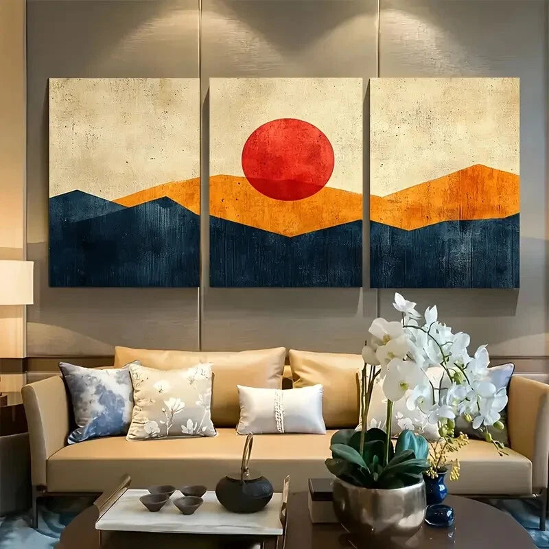 3pcs Geometric Pattern Abstract Illustration Metal Print Ready to Hang Art