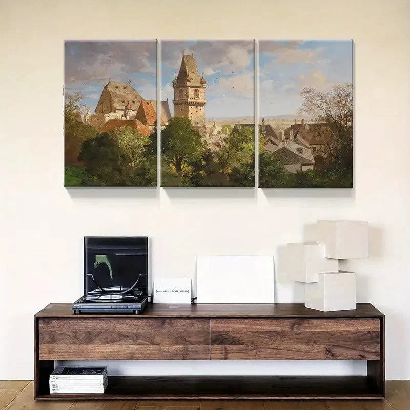 3pcs European Vintage Architecture Scenery Metal Print Ready to Hang Art