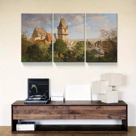 3pcs European Vintage Architecture Scenery Metal Print Ready to Hang Art