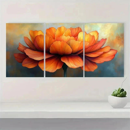 3pcs Marigold Flower Nature Perfect Wall Art Set Canvas Framed 40x60cm - High Quality Print 100% Australian Made Wall Canvas Ready to Hang
