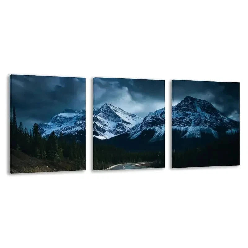 3pcs Mount Everest Winter Mountain Landscape Wall Art Set Canvas Framed 50x70cm - High Quality Print 100% Australian Made Wall Canvas Ready to Hang
