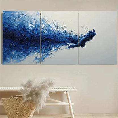 3pcs Underwater Blue Abstract Ocean Art Wall Art Set Canvas Framed 60x90cm - High Quality Print 100% Australian Made Wall Canvas Ready to Hang