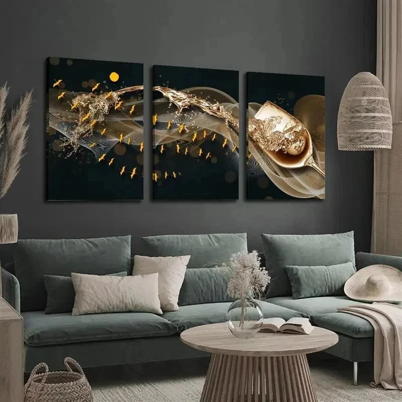 3pcs Champagne Golden Wine Glass Perfect Wall Art Set Canvas Framed 40x60cm - High Quality Print 100% Australian Made Wall Canvas Ready to Hang