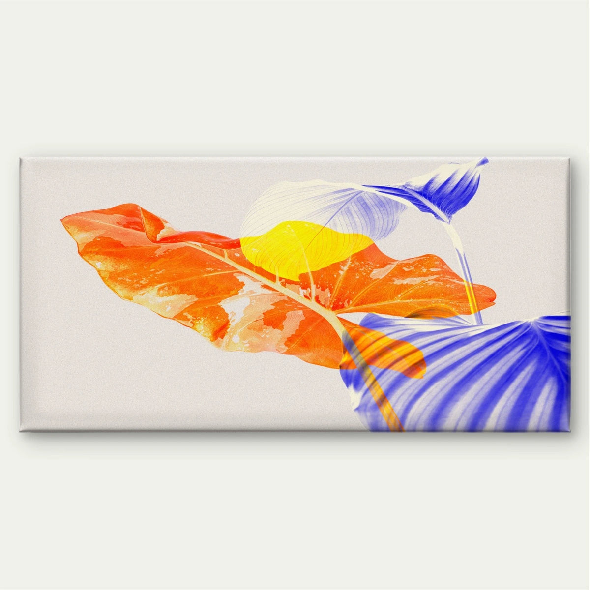 Double Exposure Tropical Leaves Abstract Wall Art Canvas Office Home Framed 120x60cm
