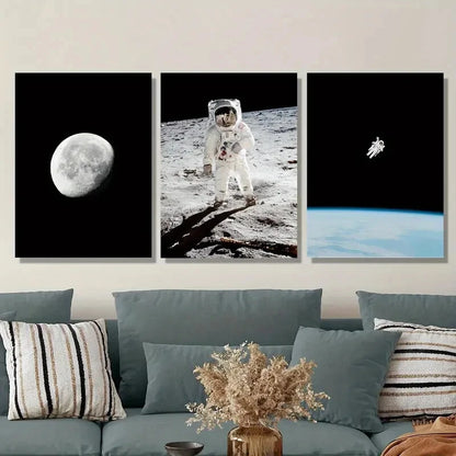 3pcs Science Fiction Themed Ink Painting ,Metal Print Ready to Hang Art