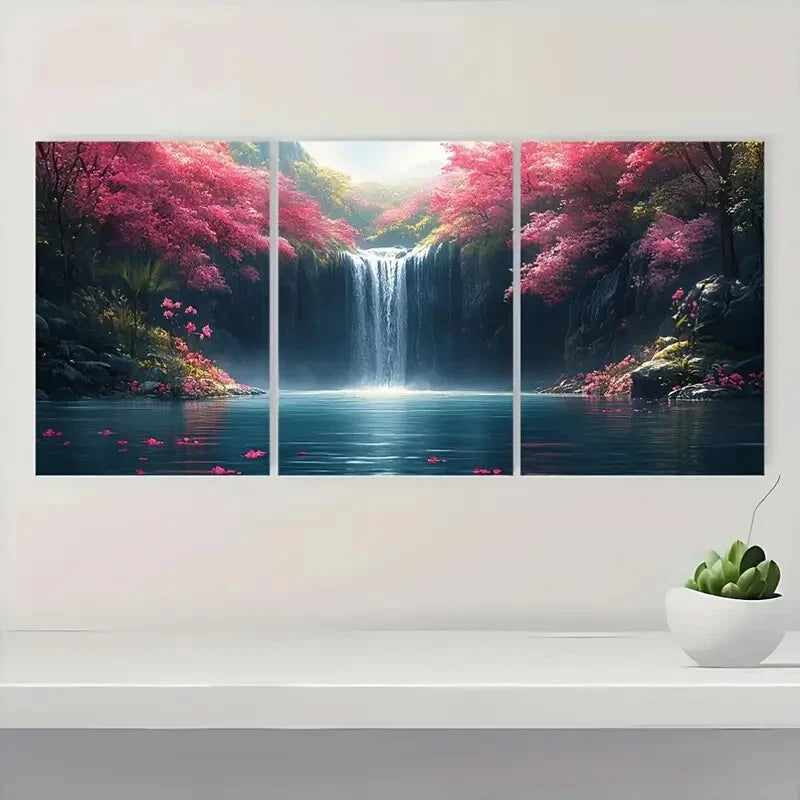 3pcs Flower Painting Print Water Art Tropical Metal Print Ready to Hang Art