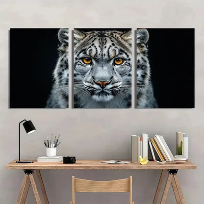 3pcs Snow Leopard Wildlife Animal Wall Art Set Canvas Framed 40x60cm - High Quality Print 100% Australian Made Wall Canvas Ready to Hang