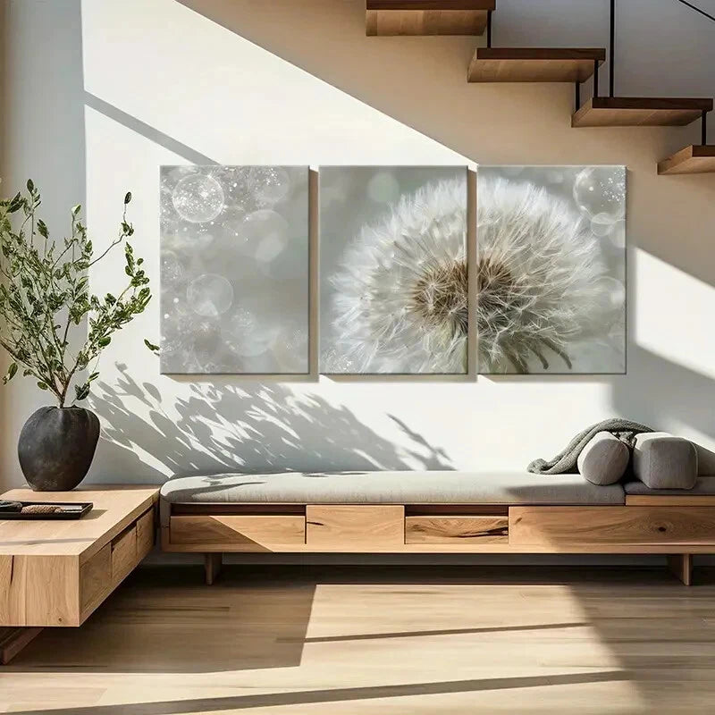 3pcs White Fluffiness Dreamy Bubbles Soft Metal Print Ready to Hang Art