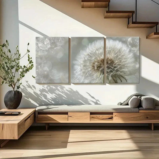 3pcs White Fluffiness Dreamy Bubbles Soft Metal Print Ready to Hang Art