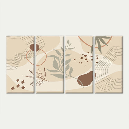 4pcs Neutral Botanical Abstract Shapes Wall Art Canvas Framed 45x80cm - High Quality Print 100% Australian Made Wall Canvas Ready to Hang