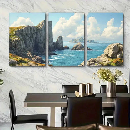 3pcs Cornwall Inspired Scenic Landscape Metal Print Ready to Hang Art