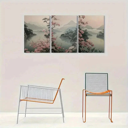 3pcs Cherry Blossom Serenity Pink Sakura Metal Print Ready to Hang Art