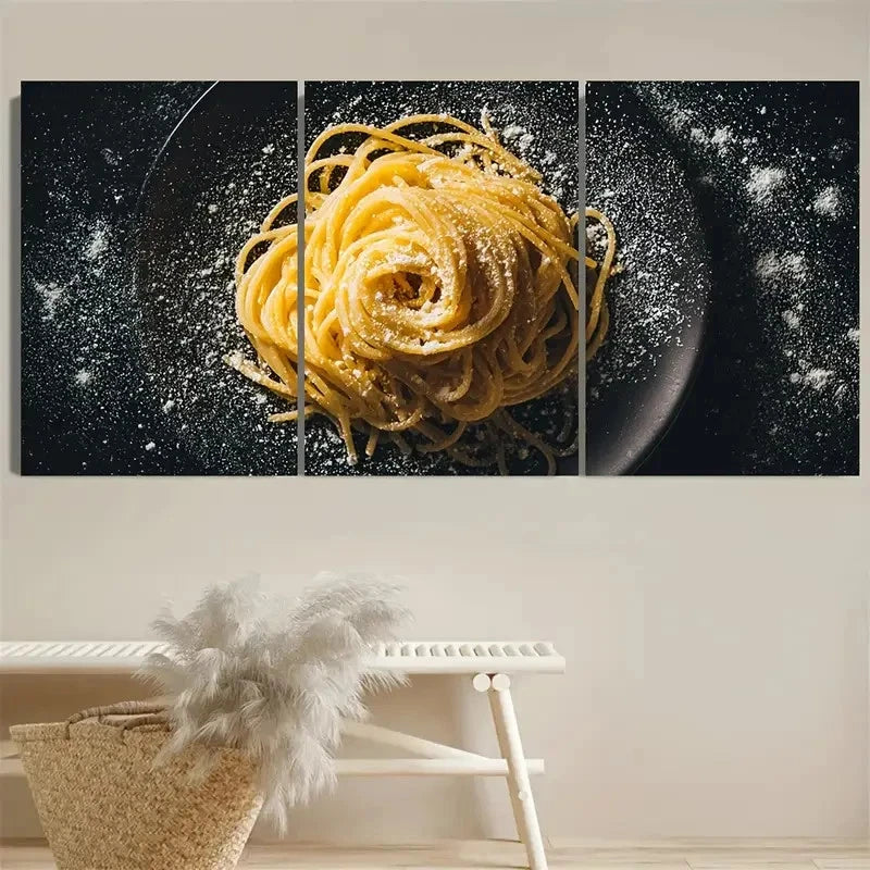 3pcs Italian Food Spaghetti Pasta Kitchen Art Wall Art Set Canvas Framed 50x70cm - High Quality Print 100% Australian Made Wall Canvas Ready to Hang