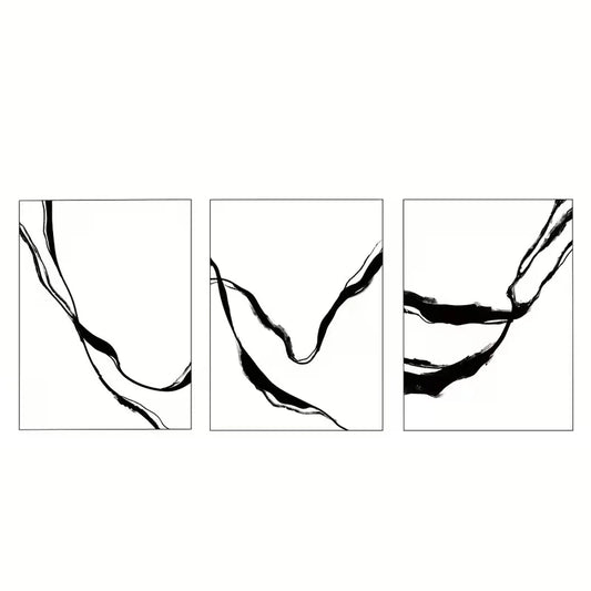3pcs Modern Black and White Abstract Wall Art Set Canvas Framed 60x90cm - High Quality Print 100% Australian Made Wall Canvas Ready to Hang