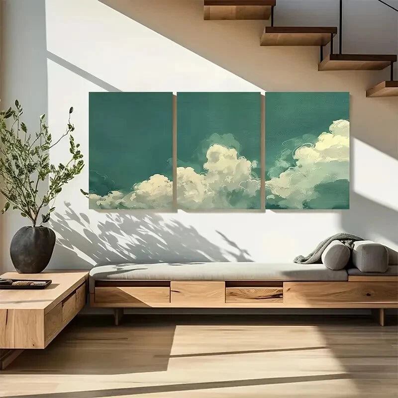 3pcs Sky Abstract Vintage Moody Cloud Metal Print Ready to Hang Art