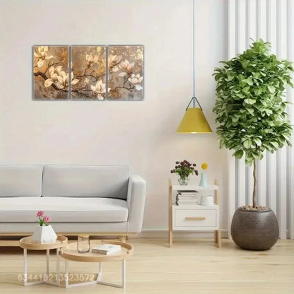 3pcs Magnolia Flower Art Poster Abstract style Metal Print Ready to Hang Art