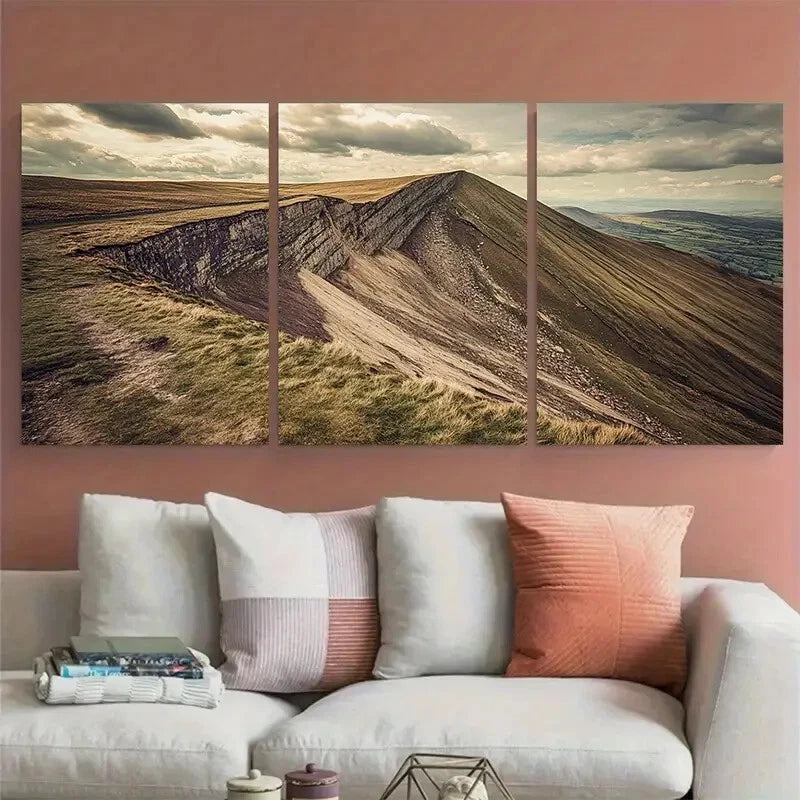 3pcs Great Ridge and Mam Tor Vintage Peak District Metal Print Ready to Hang Art
