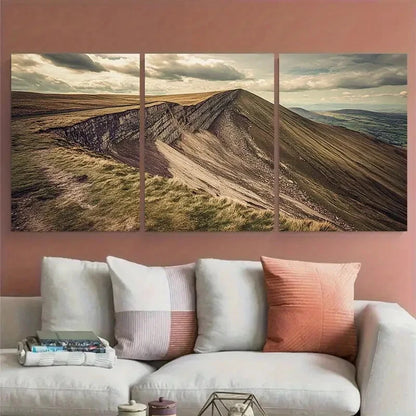 3pcs Great Ridge and Mam Tor Vintage Peak District Metal Print Ready to Hang Art