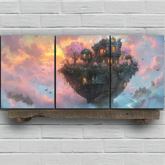 3pcs The Room on the Cup Modern Metal Print Ready to Hang Art