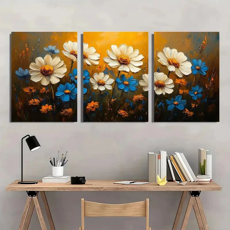 3pcs Wildflowers Artwork Floral Flowers Perfect Wall Art Set Canvas Framed 40x60cm - High Quality Print 100% Australian Made Wall Canvas Ready to Hang