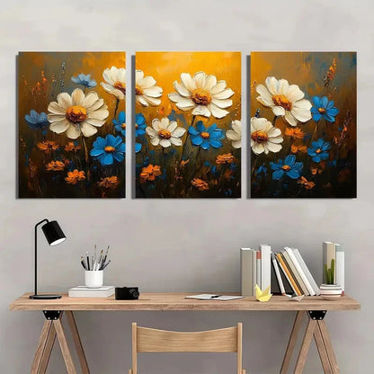 3pcs Wildflowers Artwork Floral Flowers Perfect Wall Art Set Canvas Framed 40x60cm - High Quality Print 100% Australian Made Wall Canvas Ready to Hang