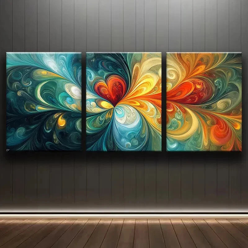 3pcs Colorful Abstract Butterfly Design Metal Print Ready to Hang Art