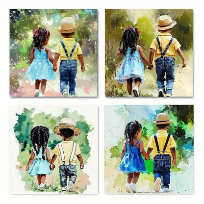 4pcsFeaturing Youngsters  Wall Art Canvas Framed