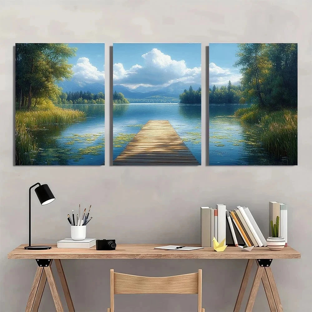3pcs Lilly Pads Mountains & Greenery Metal Print Ready to Hang Art