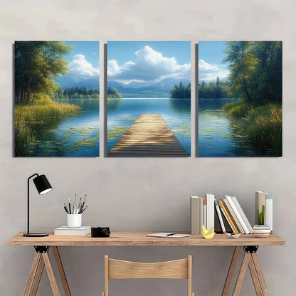3pcs Lilly Pads Mountains & Greenery Metal Print Ready to Hang Art