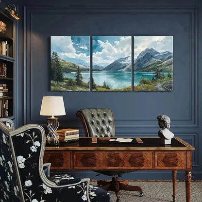 3pcs Mountain Lake Forest Natural Landscape Metal Print Ready to Hang Art