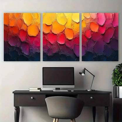 3pcs Abstract Colorful Textured Illustration Wall Art Set Canvas Framed 40x60cm - High Quality Print 100% Australian Made Wall Canvas Ready to Hang