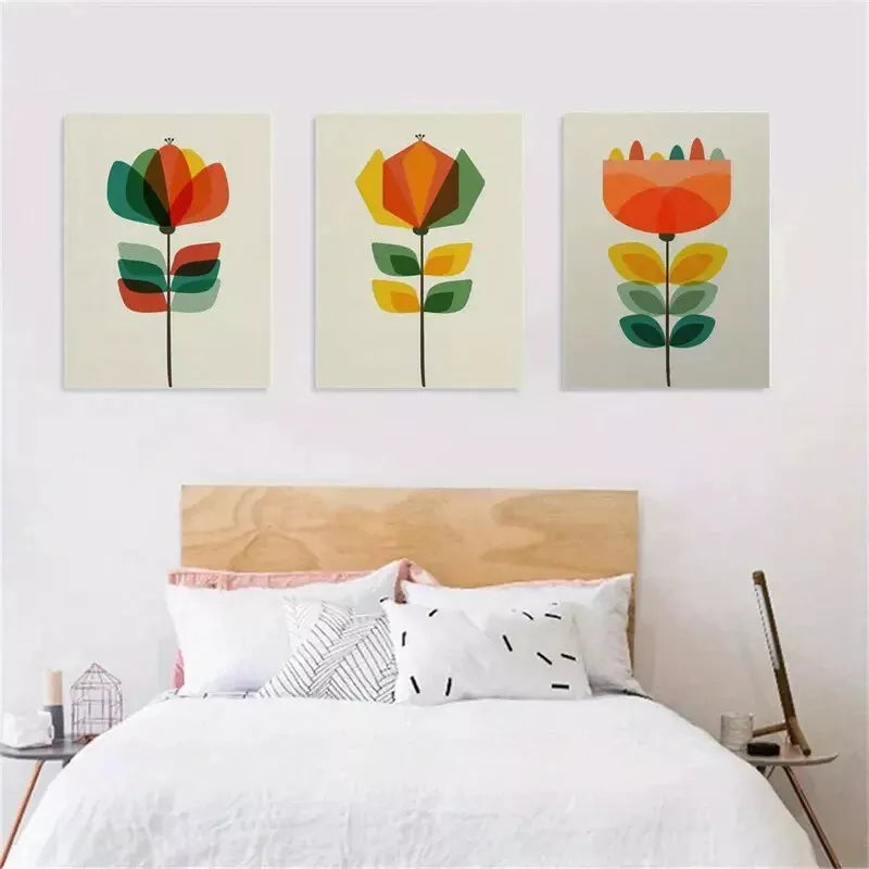 3pcs Modern Minimalist Floral Canvas Framed 40x60cm - High Quality Print 100% Australian Made Wall Canvas Ready to Hang