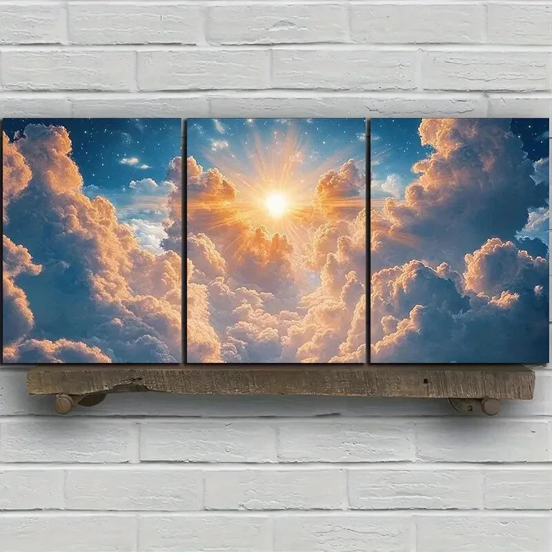 3pcs Beautiful Sky Sunrise Clouds Metal Print Ready to Hang Art