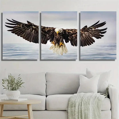 3pcs Bald Eagle in Flight Vibrant Nature Metal Print Ready to Hang Art