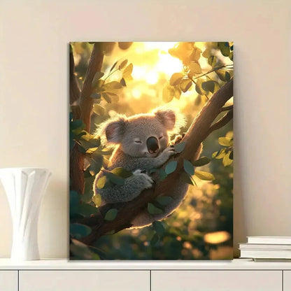 Cute Koala Is Sleeping On The Eucalyptus Tree 40x60cm Metal Print Ready to Hang