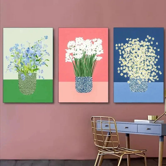3pcs Beautiful Floral Contemporary Perfect Wall Art Set Canvas Framed 40x60cm - High Quality Print 100% Australian Made Wall Canvas Ready to Hang