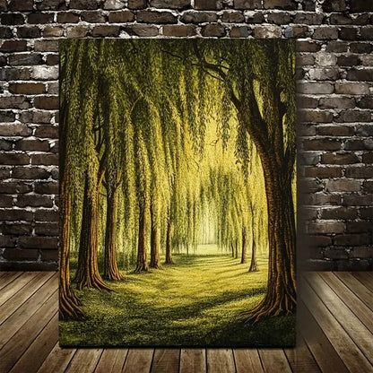 Beautiful Flourishing Willow Forest Serene Green 40x60cm Metal Print Ready to Hang