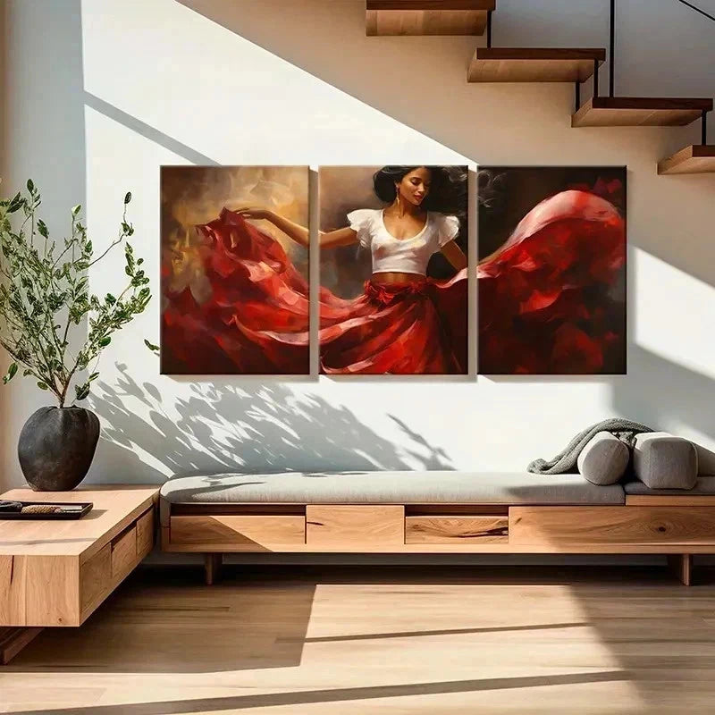 3pcs Abstract Latin Woman Dancing Wall Art Set Canvas Framed 40x60cm - High Quality Print 100% Australian Made Wall Canvas Ready to Hang