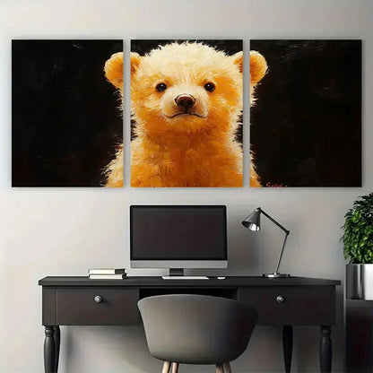 3pcs Vibrant Polar Bear Cub Animal Portrait Wall Art Set Canvas Framed 40x60cm - High Quality Print 100% Australian Made Wall Canvas Ready to Hang