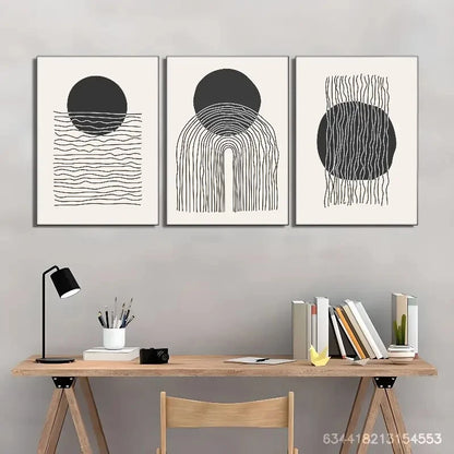 3pcs lack and white Spatial Aesthetic Presentation Metal Print Ready to Hang Art