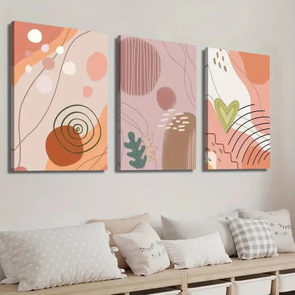 3pcs Abstract Modern Boho Style Geometric Shape Wall Art Set Canvas Unframed - High Quality Print 100% Australian Made Wall Canvas