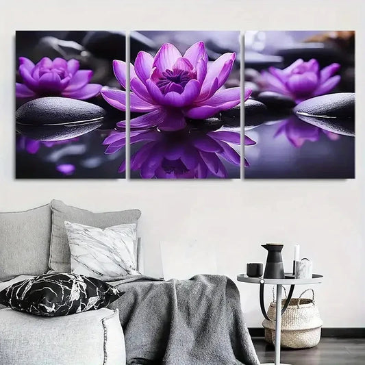 3pcs Tranquil Water Lily Peaceful Zen Metal Print Ready to Hang Art