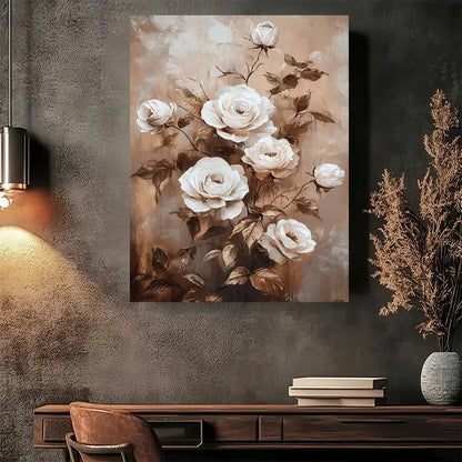 Beautiful Vintage Rose Garden Painting 40x60cm Metal Print Ready to Hang