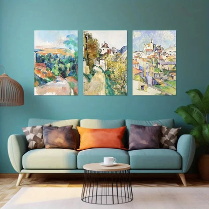 3pcs Renaissance Cubism Landscape Metal Print Ready to Hang Art