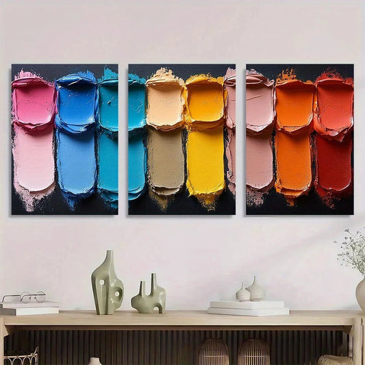 3pcs Vibrant Abstract Rich Color Metal Print Ready to Hang Art